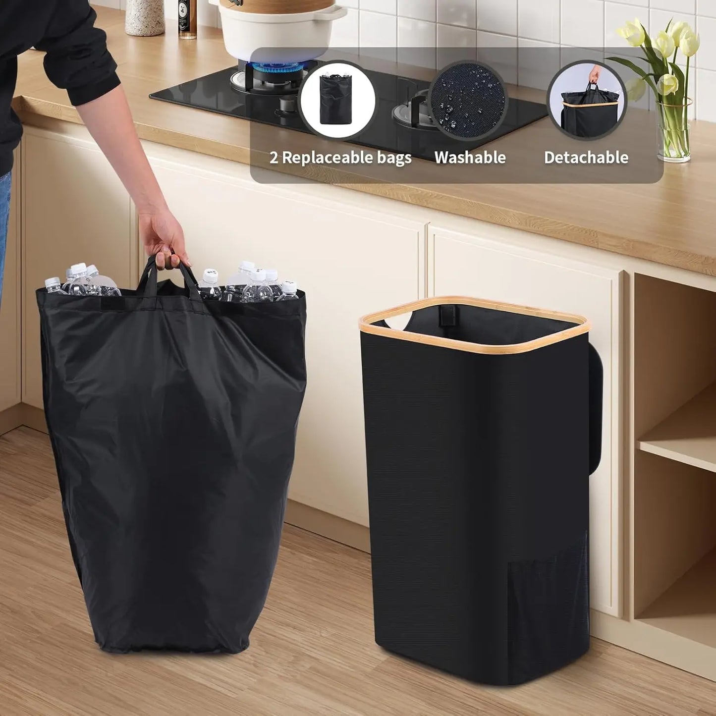 Cesta Plegable de Almacenamiento para Botellas – 100L con Bolsa Interior Impermeable (2 Unidades)