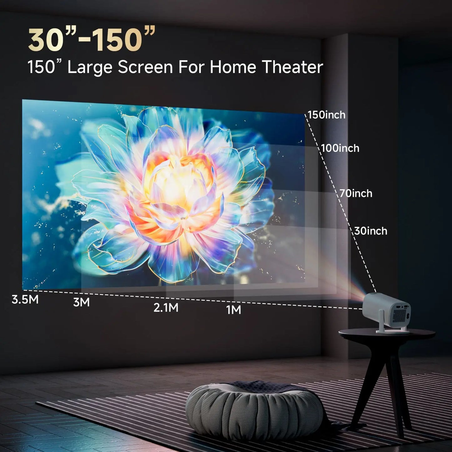 Proyector Portátil HONGTOP P30 Pro – 720P Nativo, Android 14, WiFi6 y BT 5.0