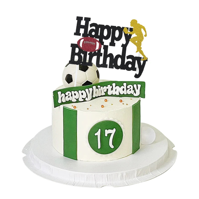 Adorno para torta "Feliz Cumpleaños" – Tema Fútbol para Fiestas Infantiles