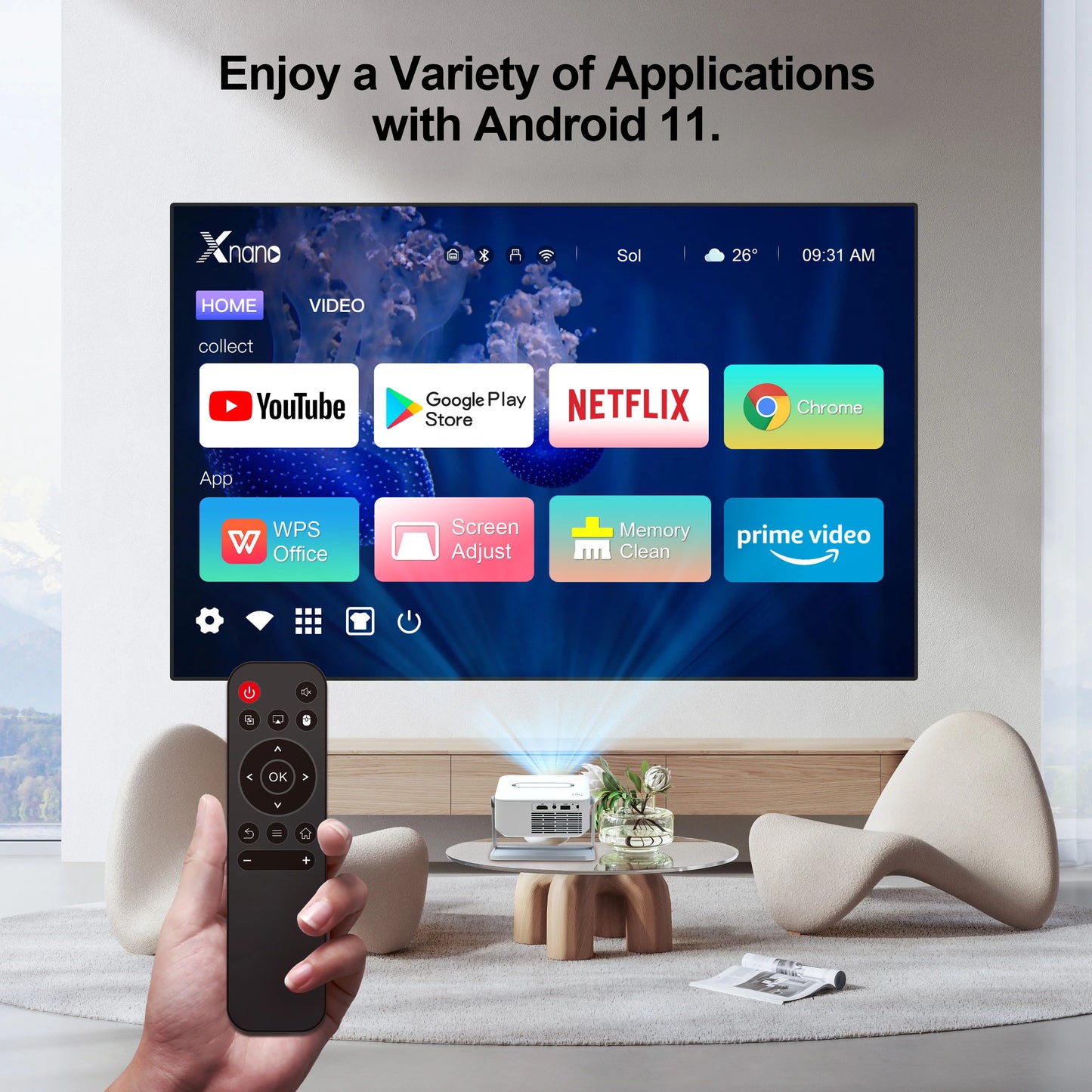 Mini Proyector HD 720P Xnano – Android 11, WiFi6 y Bluetooth 5.2