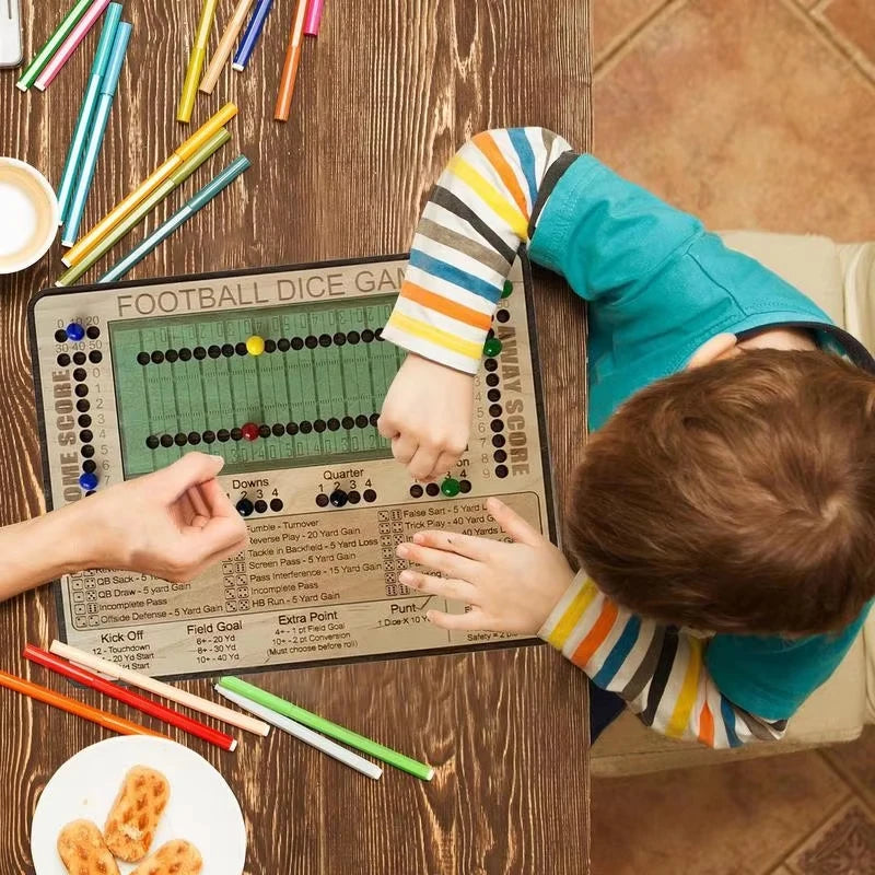 Juego de Dados de Fútbol en Madera – Juego de Mesa Portátil