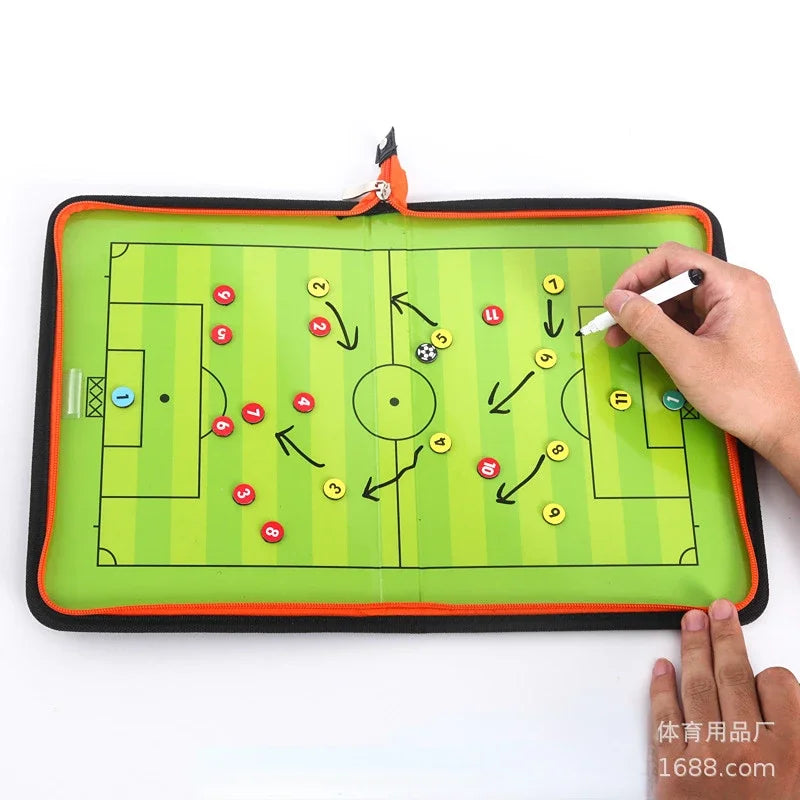 Tablero Táctico de Fútbol con Cremallera Magnética – Estrategia Portátil para Entrenadores