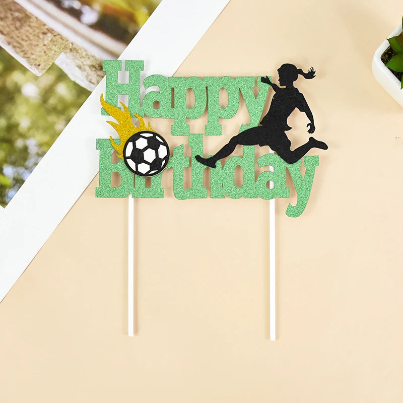 Adorno para torta "Feliz Cumpleaños" – Tema Fútbol para Fiestas Infantiles