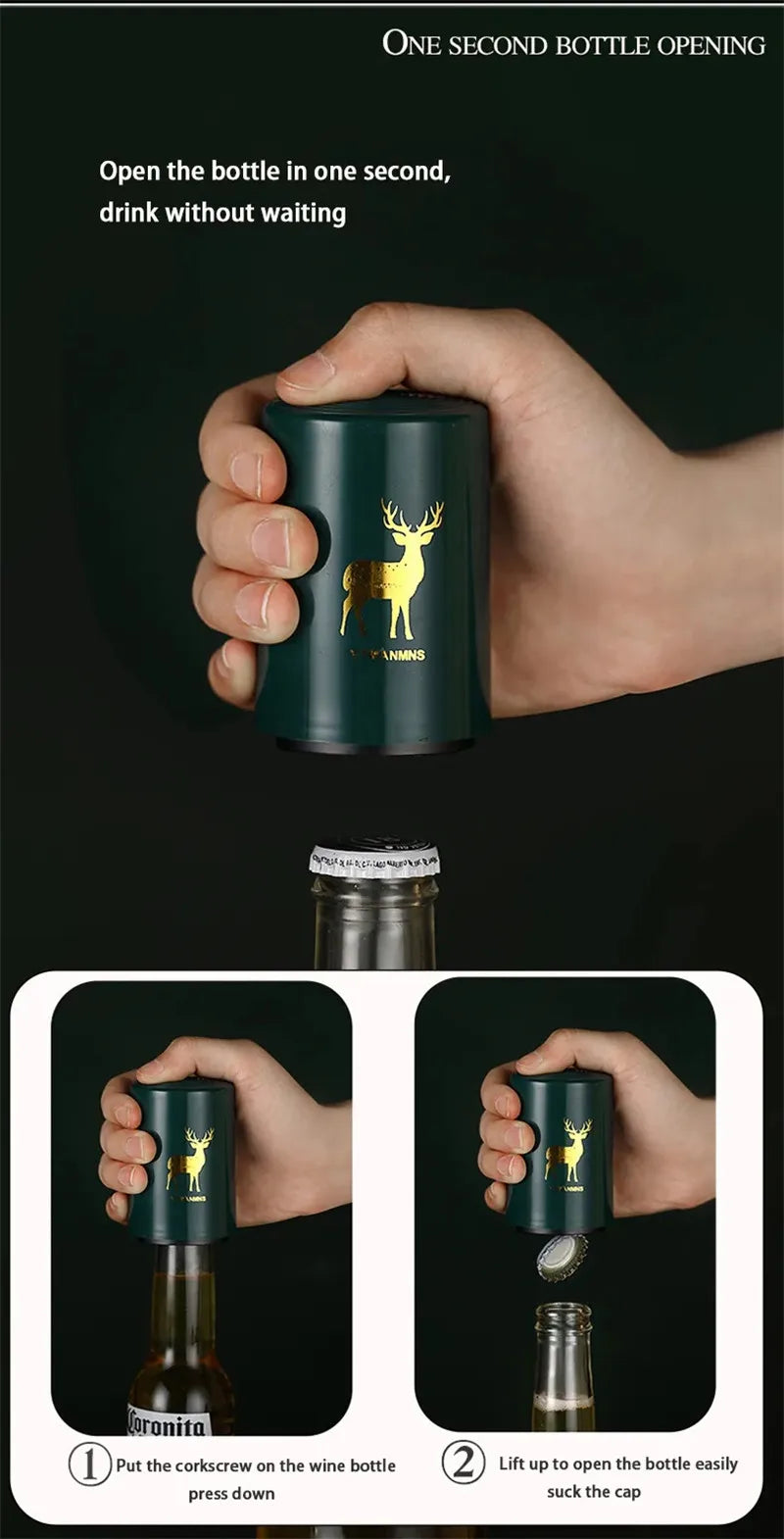Abridor de Botellas Magnético de Acero Inoxidable
