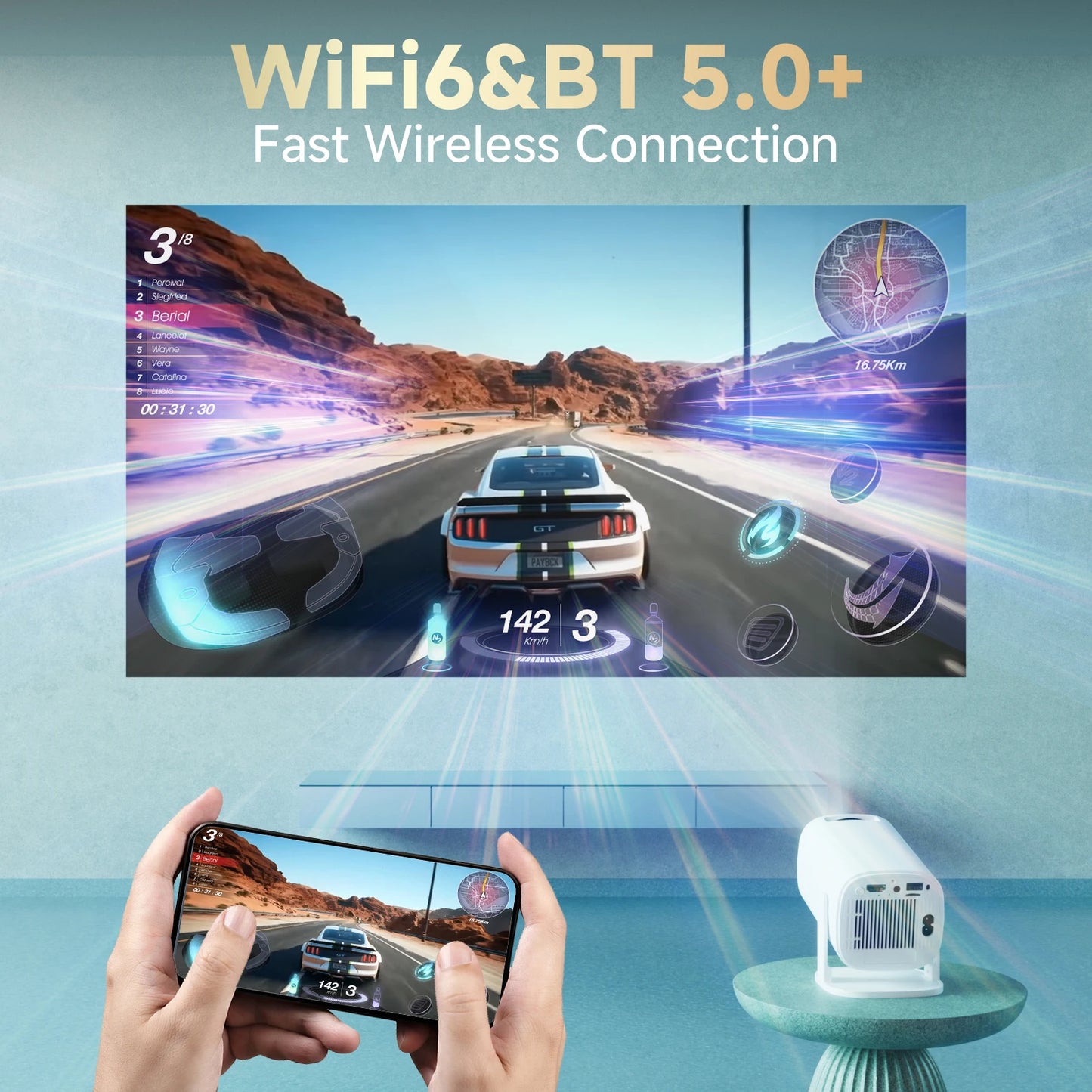 Proyector MOMAN P30pro – 720P Nativo, WiFi, Rotación 180°