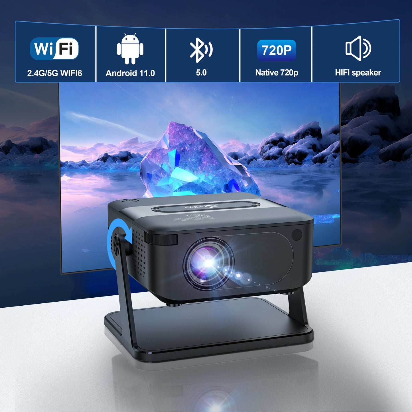 Mini Proyector HD 720P Xnano – Android 11, WiFi6 y Bluetooth 5.2