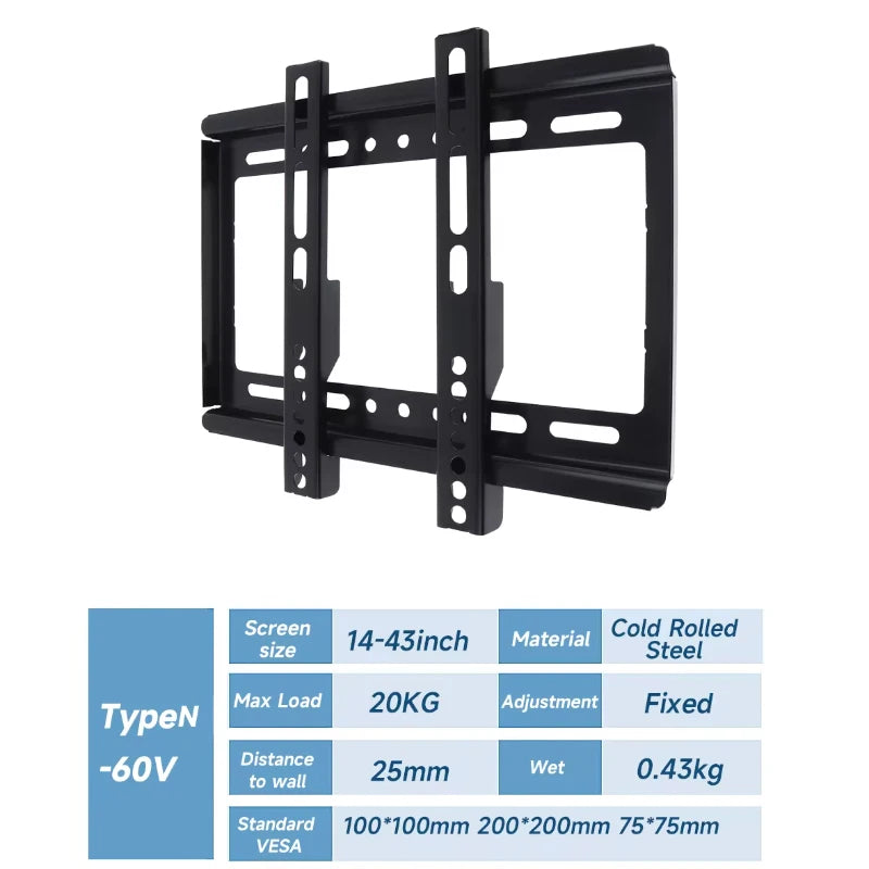 Soporte de Pared Universal para TV – Fijo, Compatible 14” a 65”