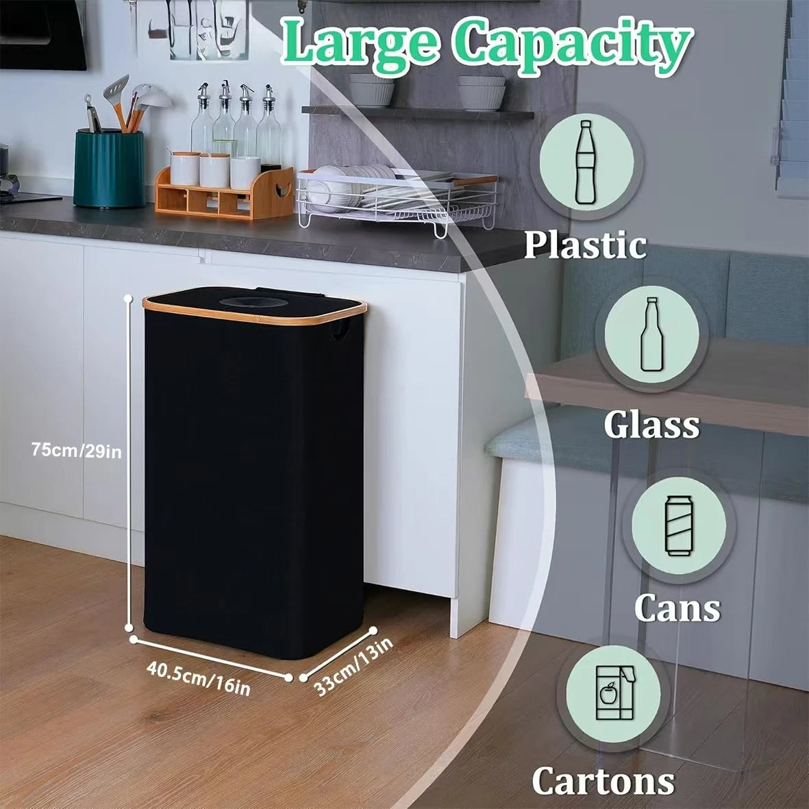 Cesta Plegable de Almacenamiento para Botellas – 100L con Bolsa Interior Impermeable (2 Unidades)
