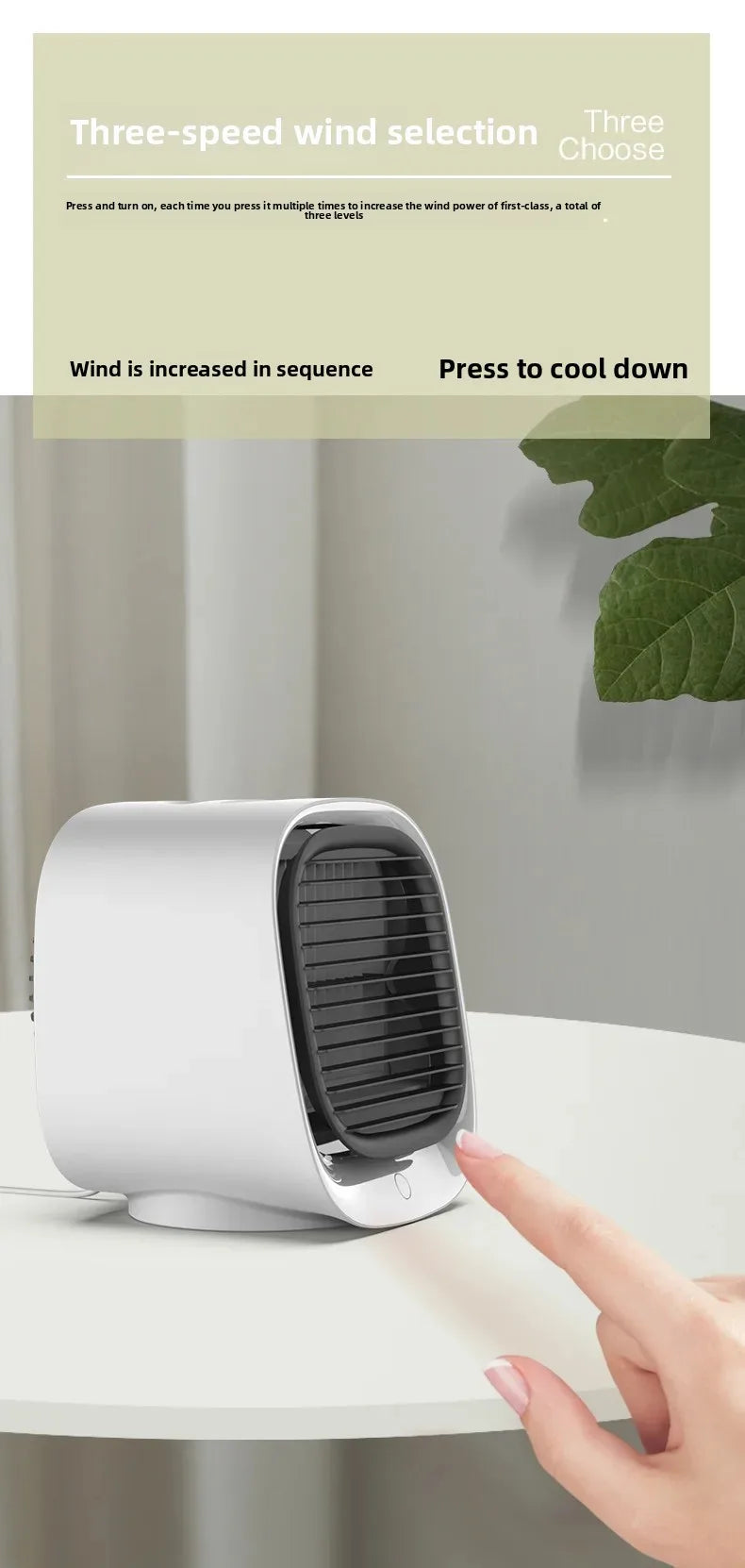 Mini Enfriador de Aire Portátil USB – Ventilador Evaporativo de 3 Velocidades