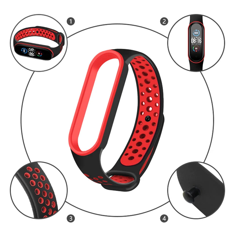 Correa transpirable para Xiaomi Mi Band 3, 4, 5, 6, y 7