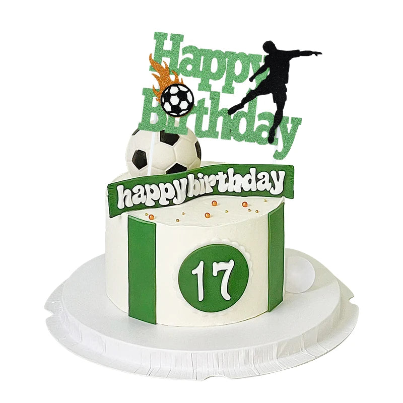 Adorno para torta "Feliz Cumpleaños" – Tema Fútbol para Fiestas Infantiles