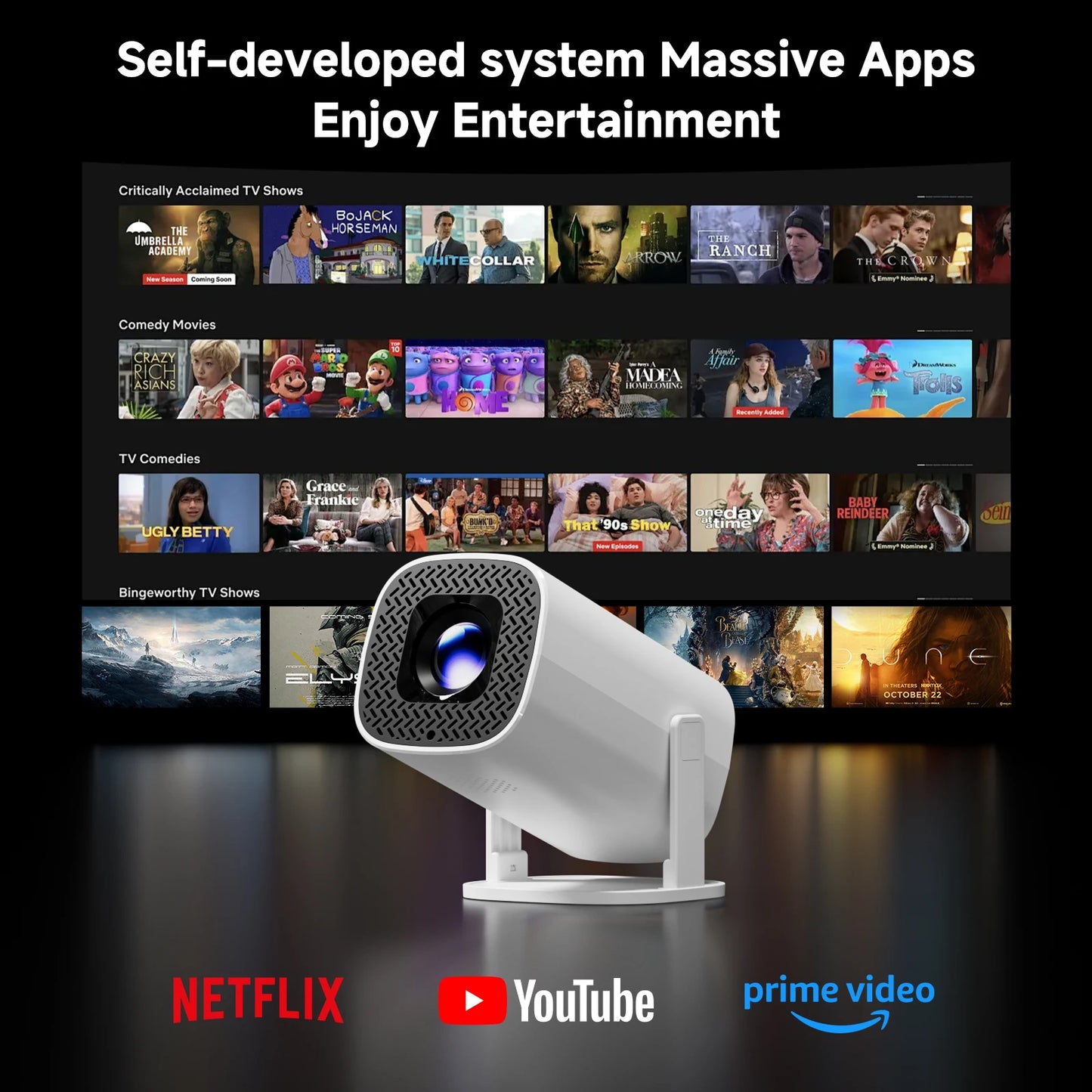 Proyector MOMAN P30pro – 720P Nativo, WiFi, Rotación 180°