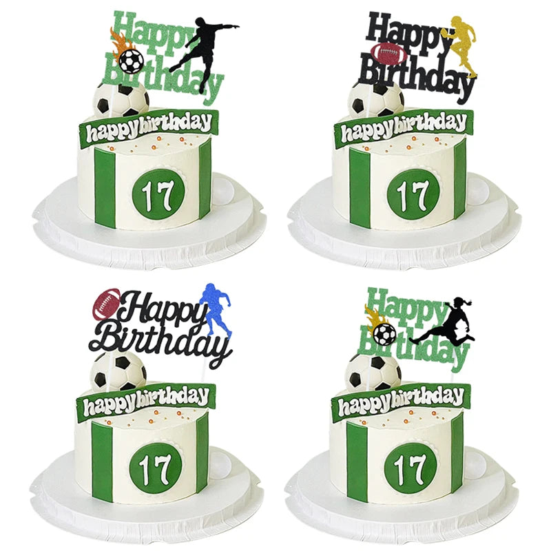 Adorno para torta "Feliz Cumpleaños" – Tema Fútbol para Fiestas Infantiles