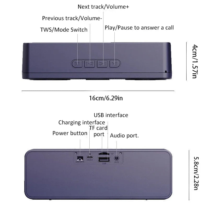 Altavoz Bluetooth Portátil S18 con Subwoofer y Radio FM – 1200mAh