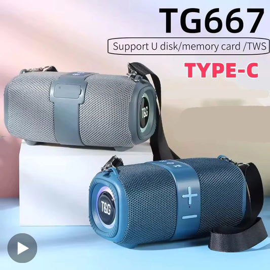 Altavoz Bluetooth Portátil T&G 5W con Subwoofer, Radio FM y Luces LED Multicolor