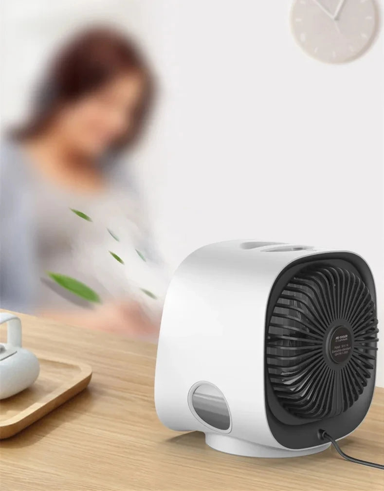 Mini Enfriador de Aire Portátil USB – Ventilador Evaporativo de 3 Velocidades