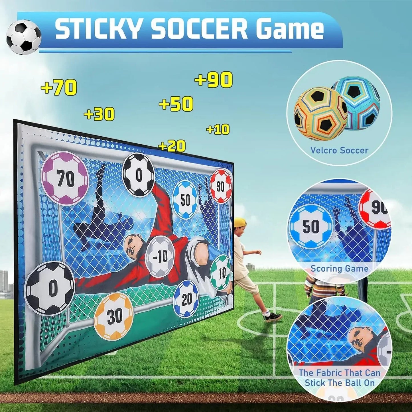 Tapete de Juego de Fútbol para Niños – Set Deportivo con Pelotas de Velcro
