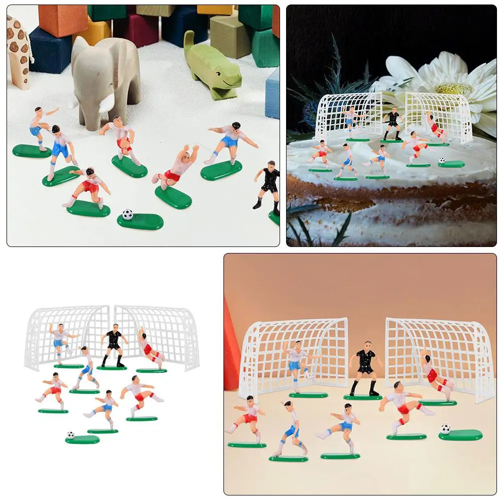 Decoración para Pasteles de Fútbol – Mini Jugadores, Arcos y Campo (Set de 2)