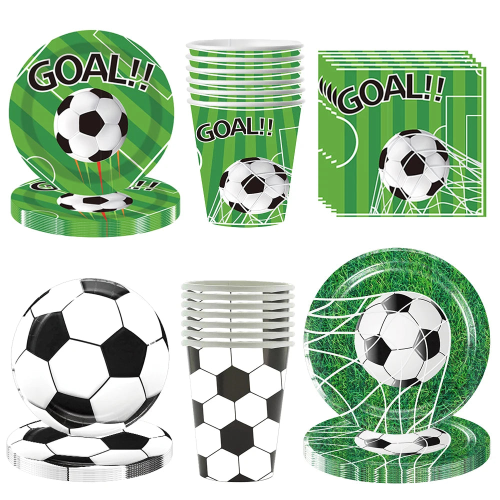 Set de Vajilla para Fiesta de Fútbol – Platos, Vasos y Servilletas Desechables