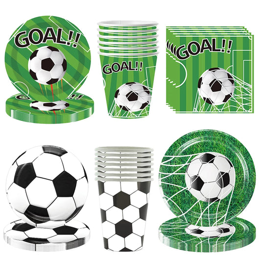 Set de Vajilla para Fiesta de Fútbol – Platos, Vasos y Servilletas Desechables