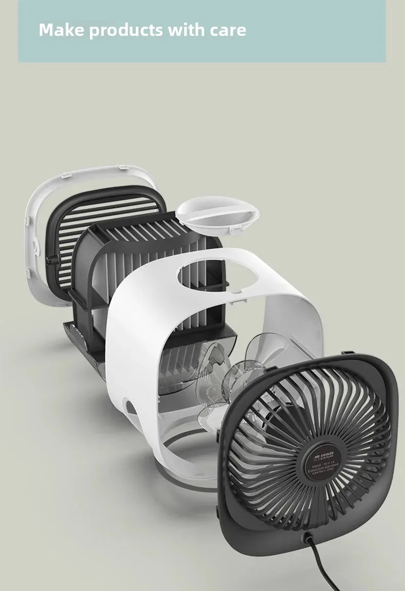 Mini Enfriador de Aire Portátil USB – Ventilador Evaporativo de 3 Velocidades