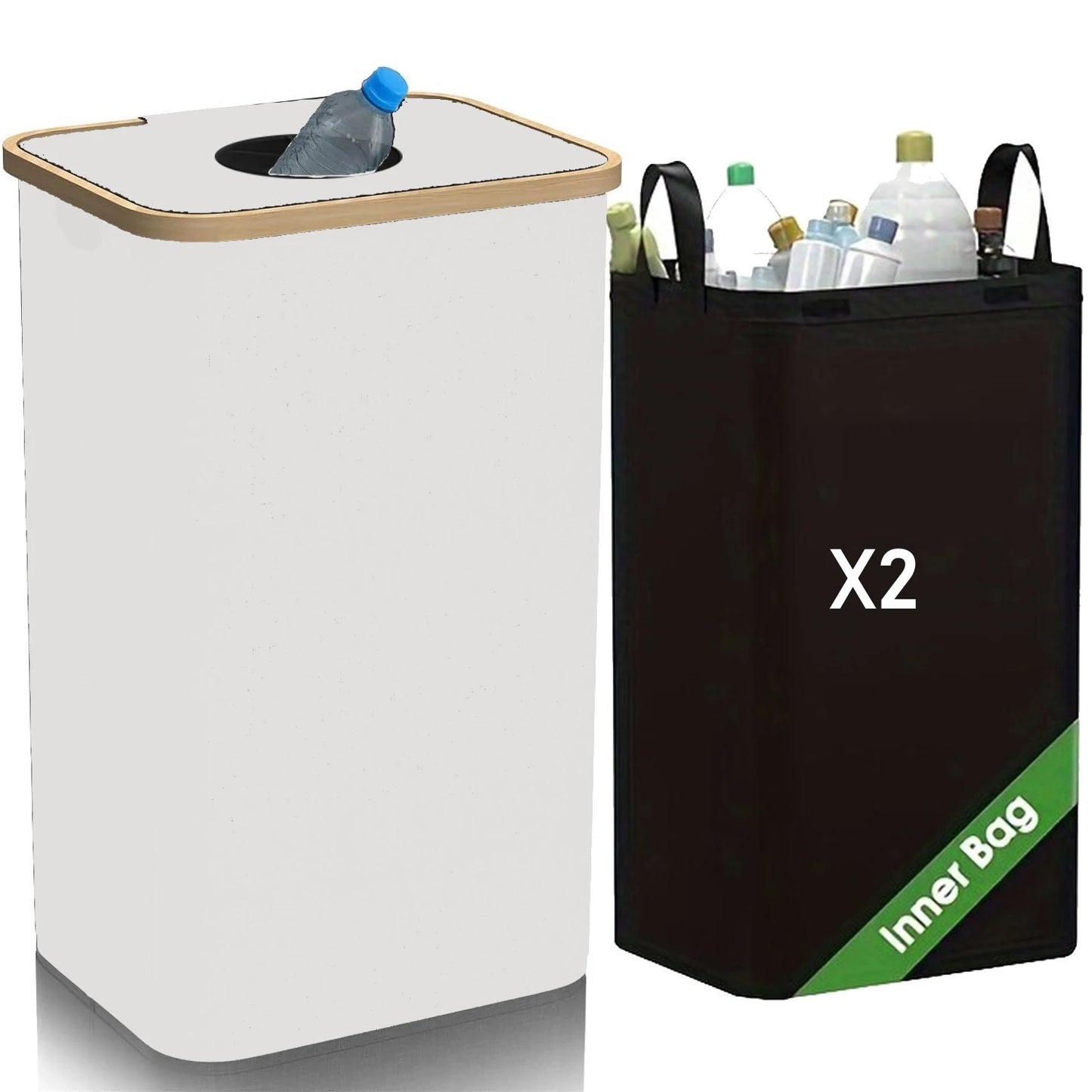 Cesta Plegable de Almacenamiento para Botellas – 100L con Bolsa Interior Impermeable (2 Unidades)