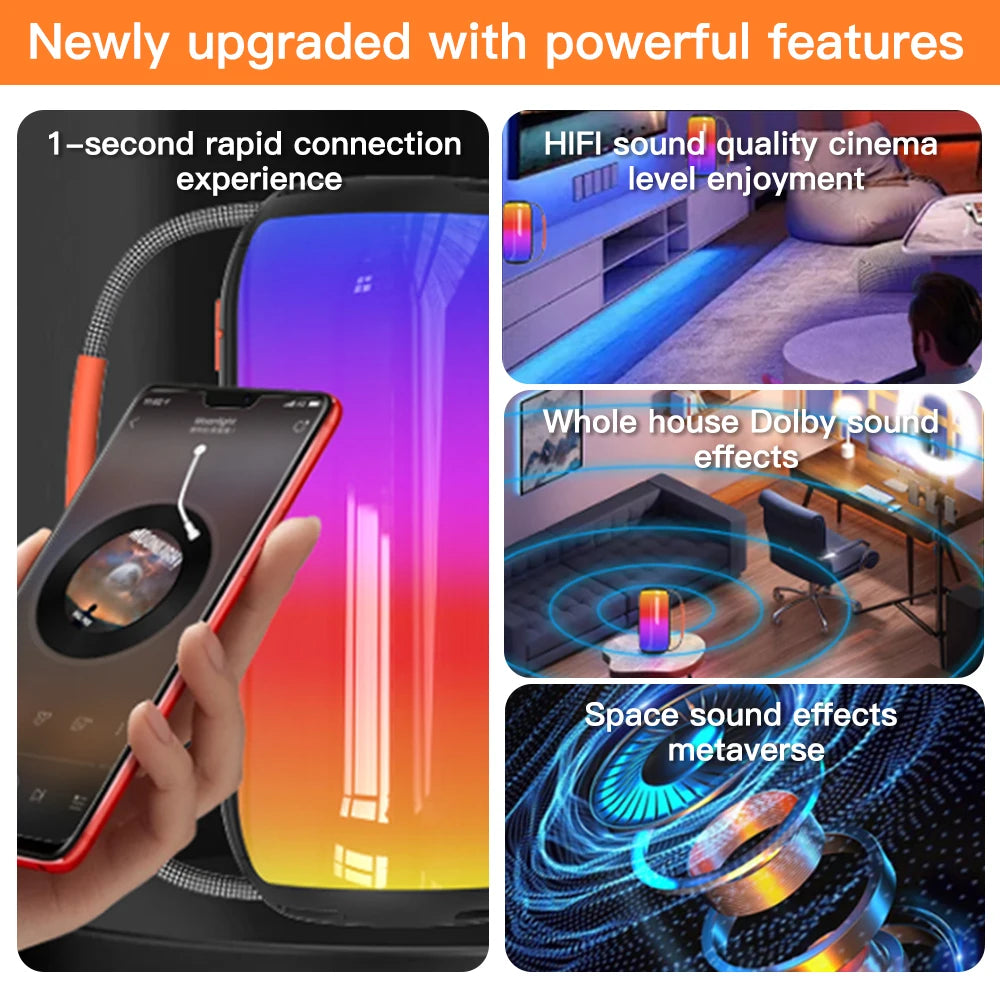 Altavoz Bluetooth Portátil 30W LED y Subwoofer Inalámbrico – IPX7 Impermeable