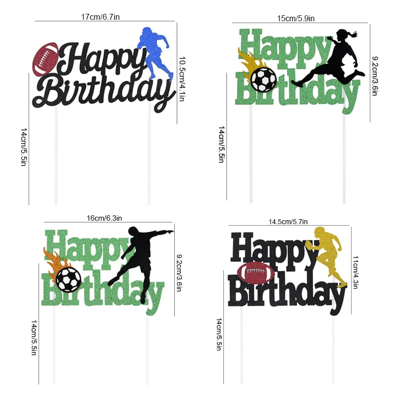 Adorno para torta "Feliz Cumpleaños" – Tema Fútbol para Fiestas Infantiles
