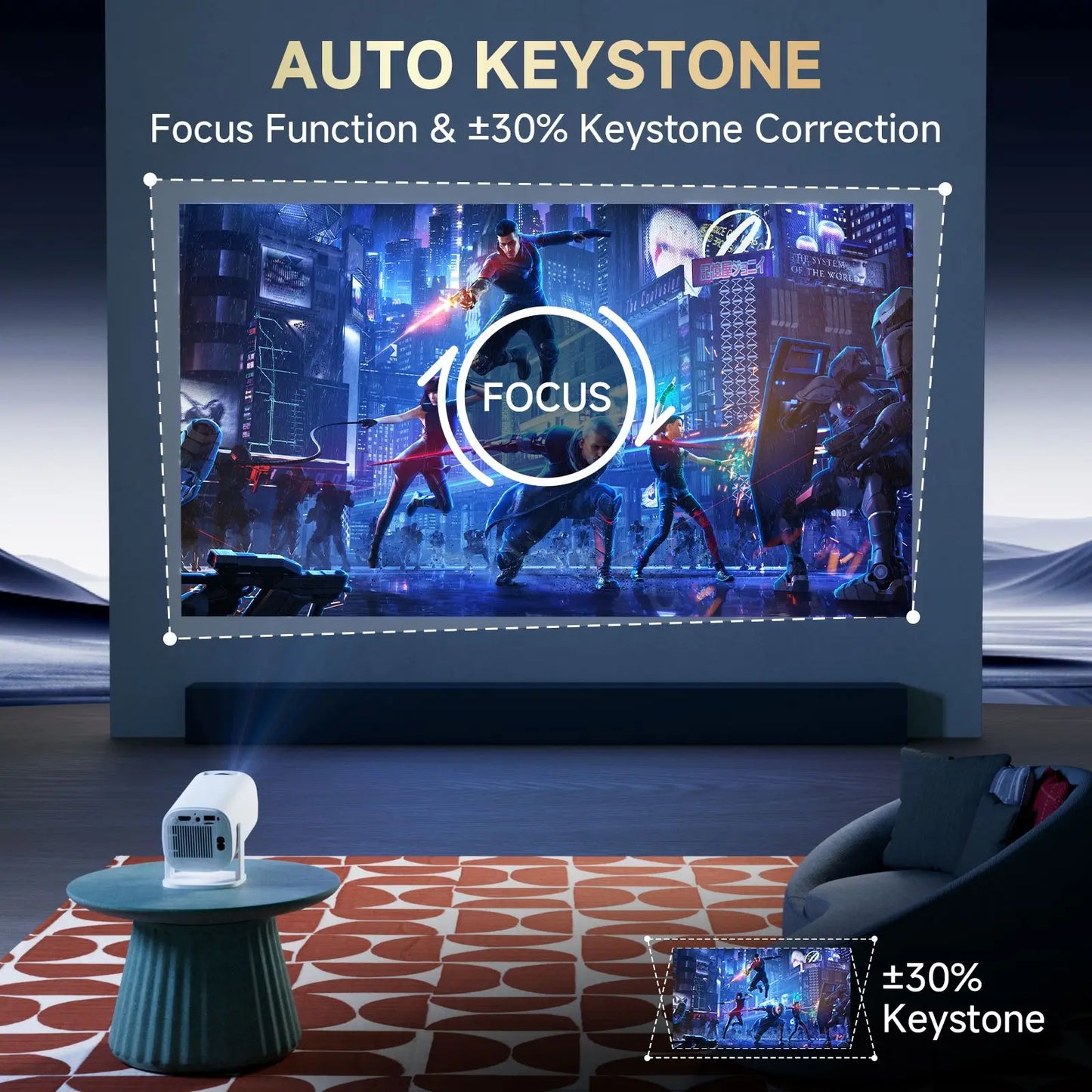 Proyector Portátil HONGTOP P30 Pro – 720P Nativo, Android 14, WiFi6 y BT 5.0