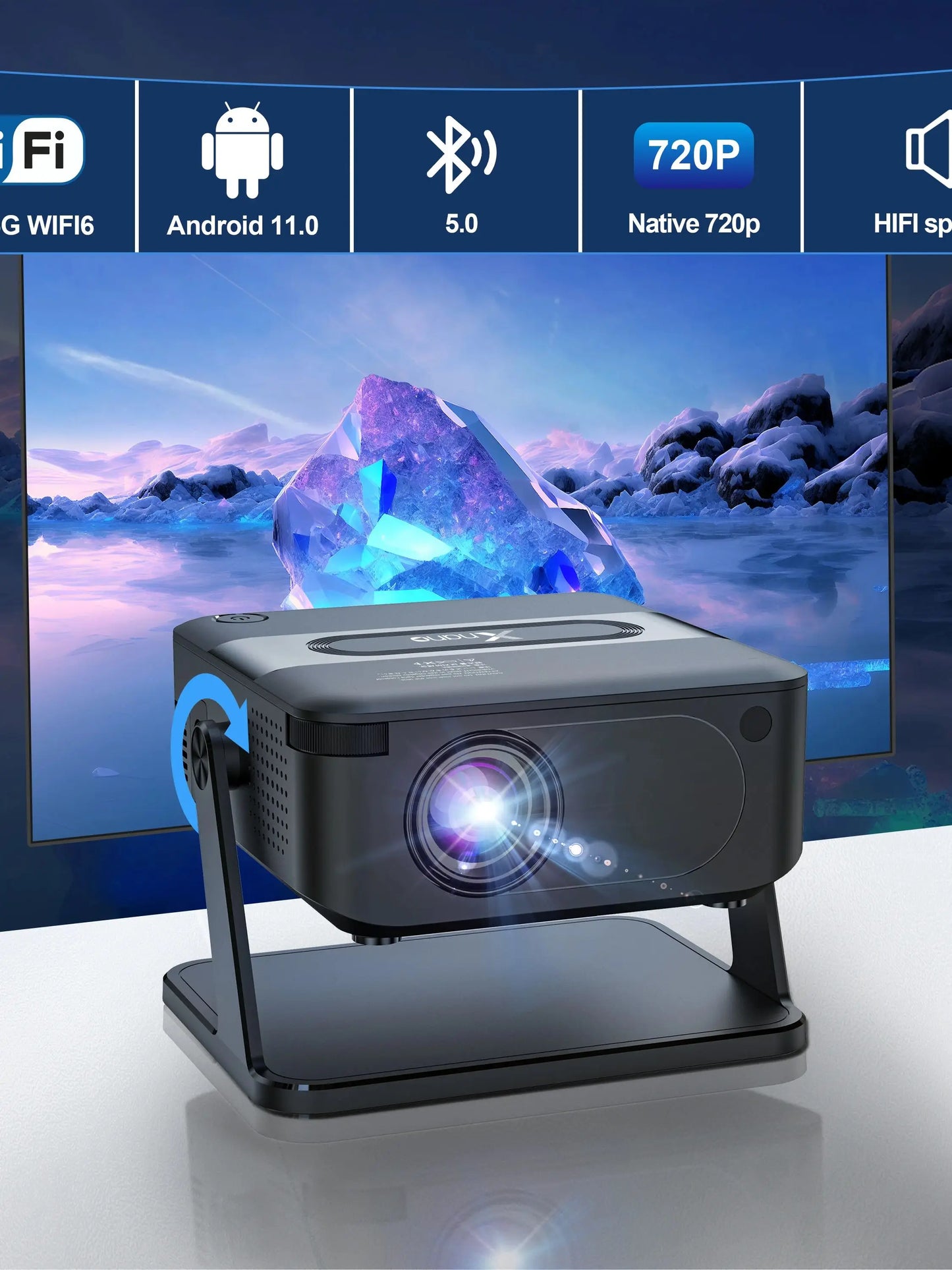 Mini Proyector HD 720P Xnano – Android 11, WiFi6 y Bluetooth 5.2