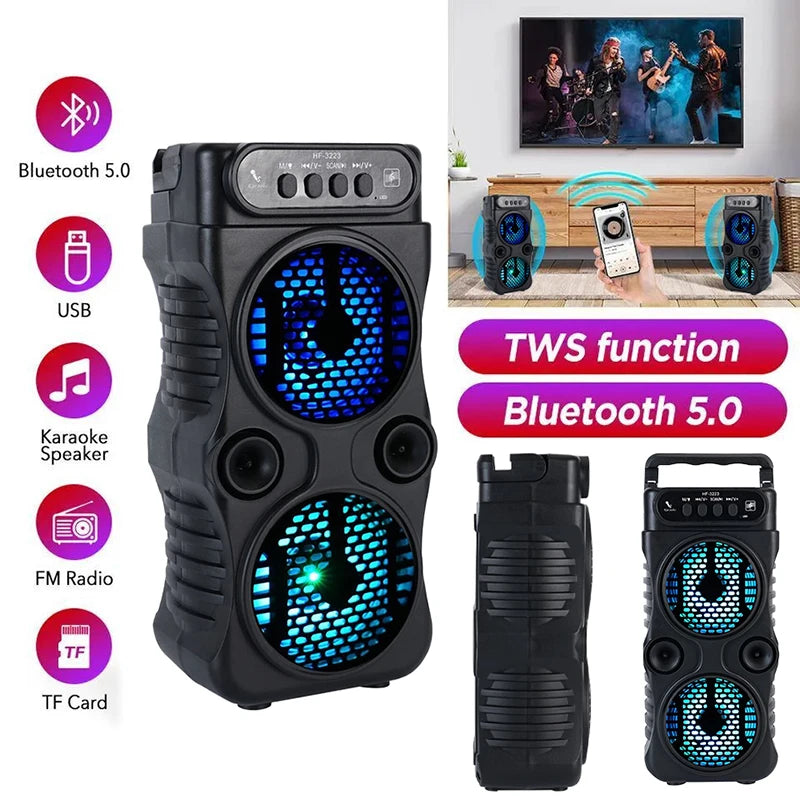 Altavoz Bluetooth Portátil KOQZM – Doble Subwoofer Estéreo para Exteriores