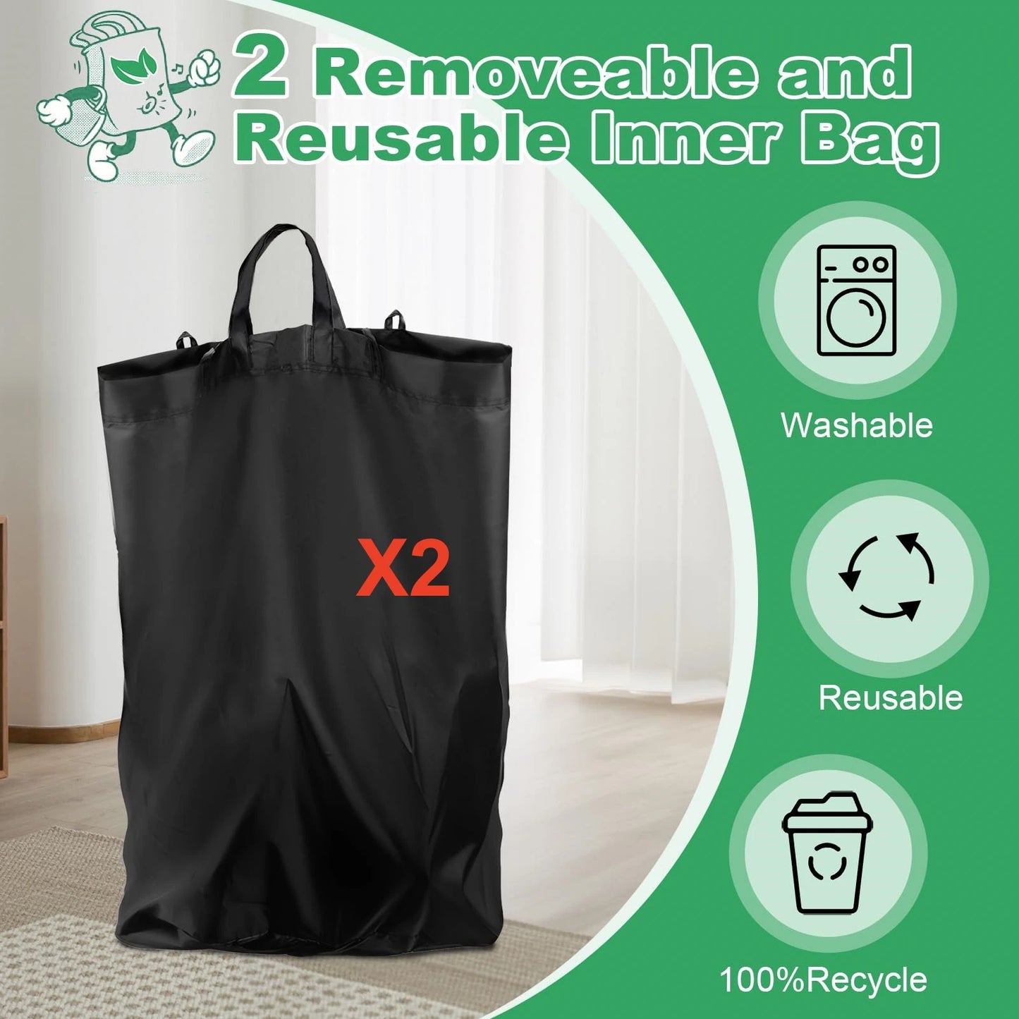 Cesta Plegable de Almacenamiento para Botellas – 100L con Bolsa Interior Impermeable (2 Unidades)
