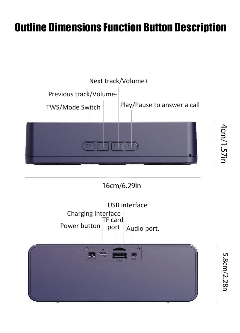 Altavoz Bluetooth Portátil S18 con Subwoofer y Radio FM – 1200mAh