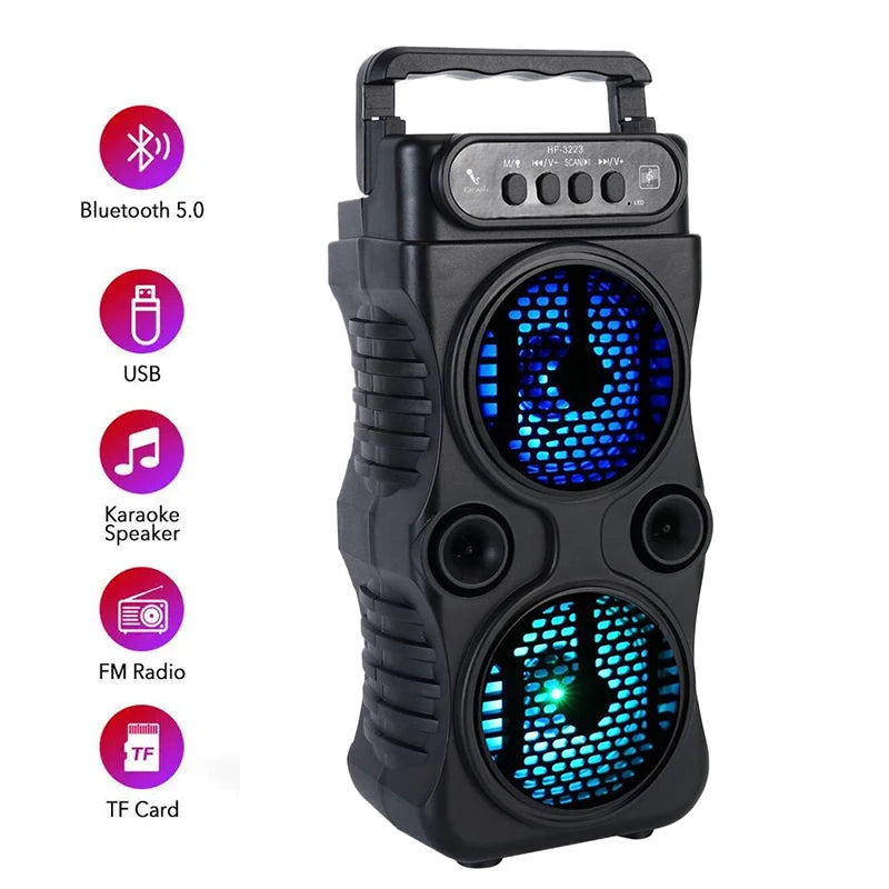 Altavoz Bluetooth Portátil KOQZM – Doble Subwoofer Estéreo para Exteriores
