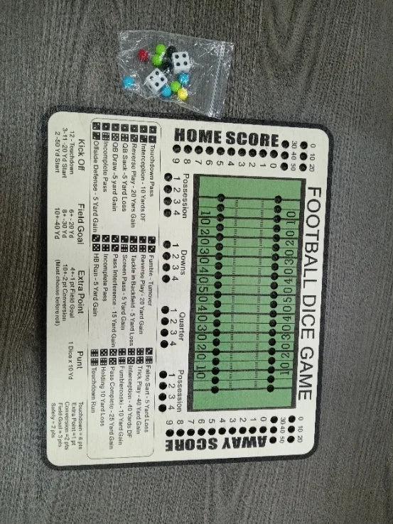 Juego de Dados de Fútbol en Madera – Juego de Mesa Portátil