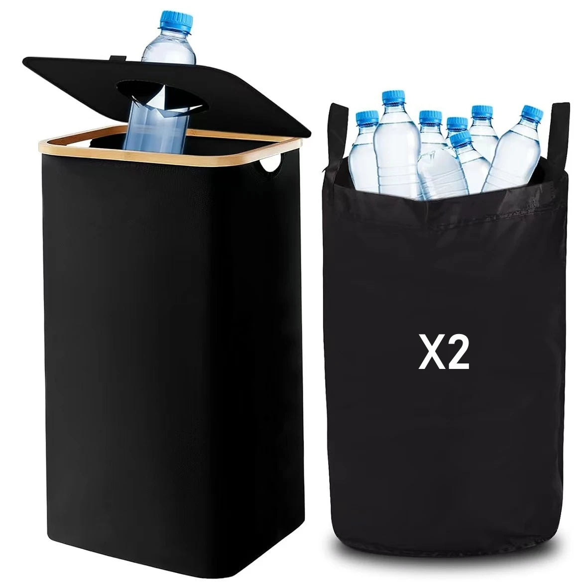 Cesta Plegable de Almacenamiento para Botellas – 100L con Bolsa Interior Impermeable (2 Unidades)