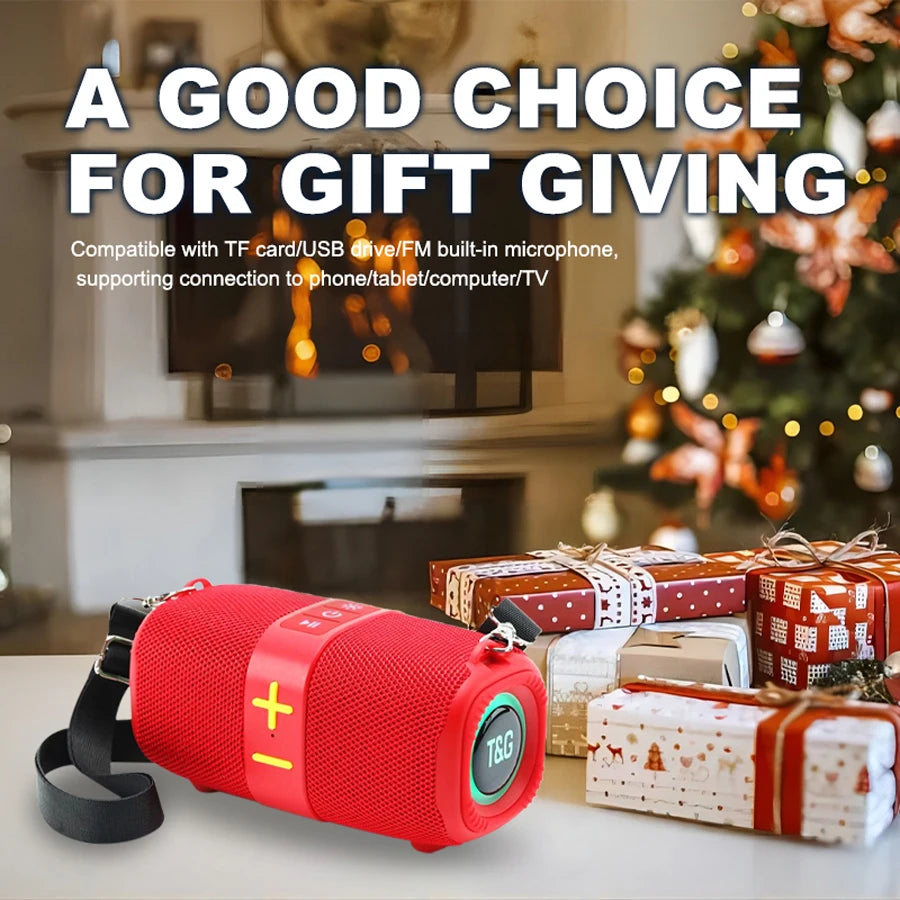 Altavoz Bluetooth Portátil T&G 5W con Subwoofer, Radio FM y Luces LED Multicolor