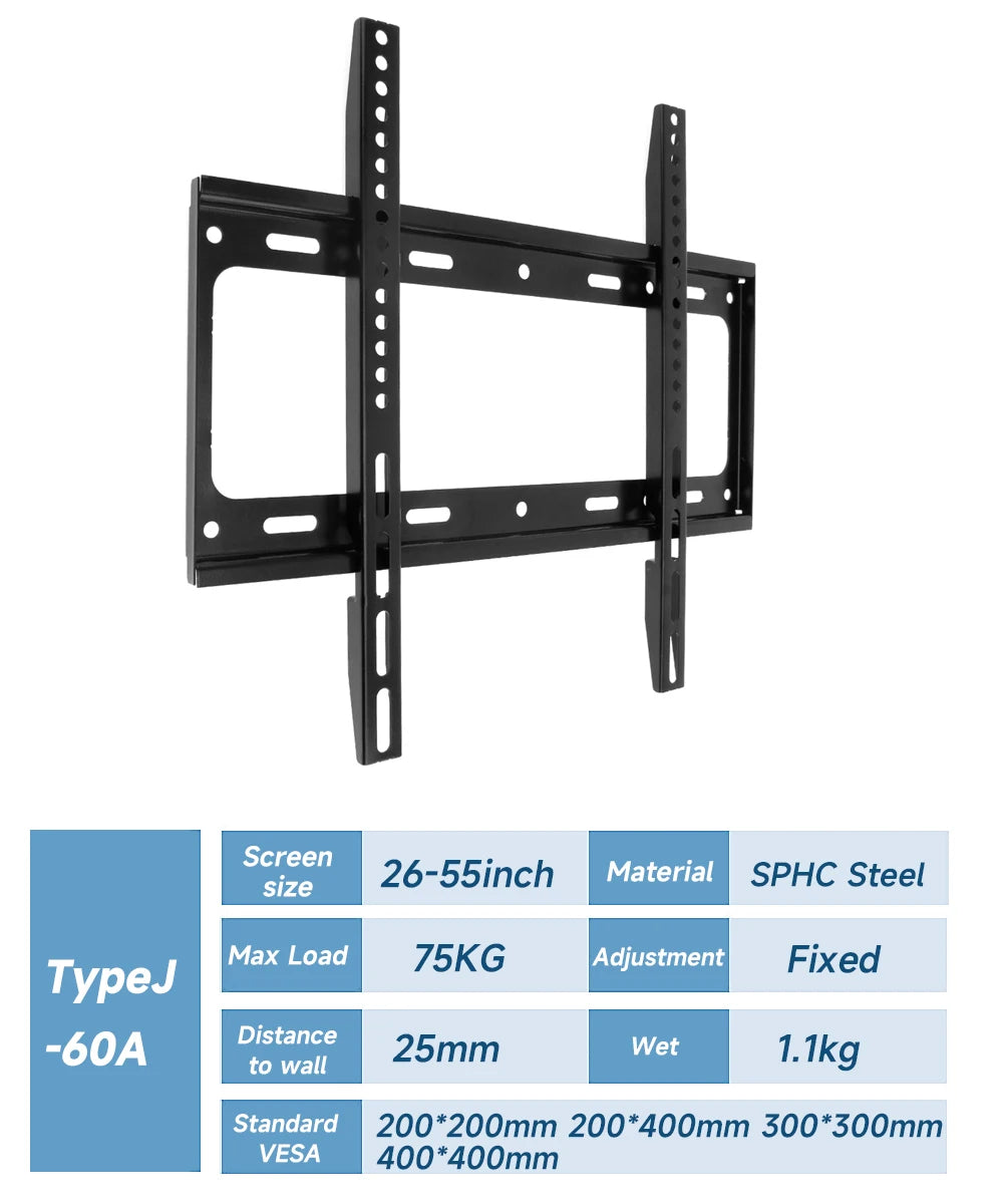 Soporte de Pared Universal para TV – Fijo, Compatible 14” a 65”