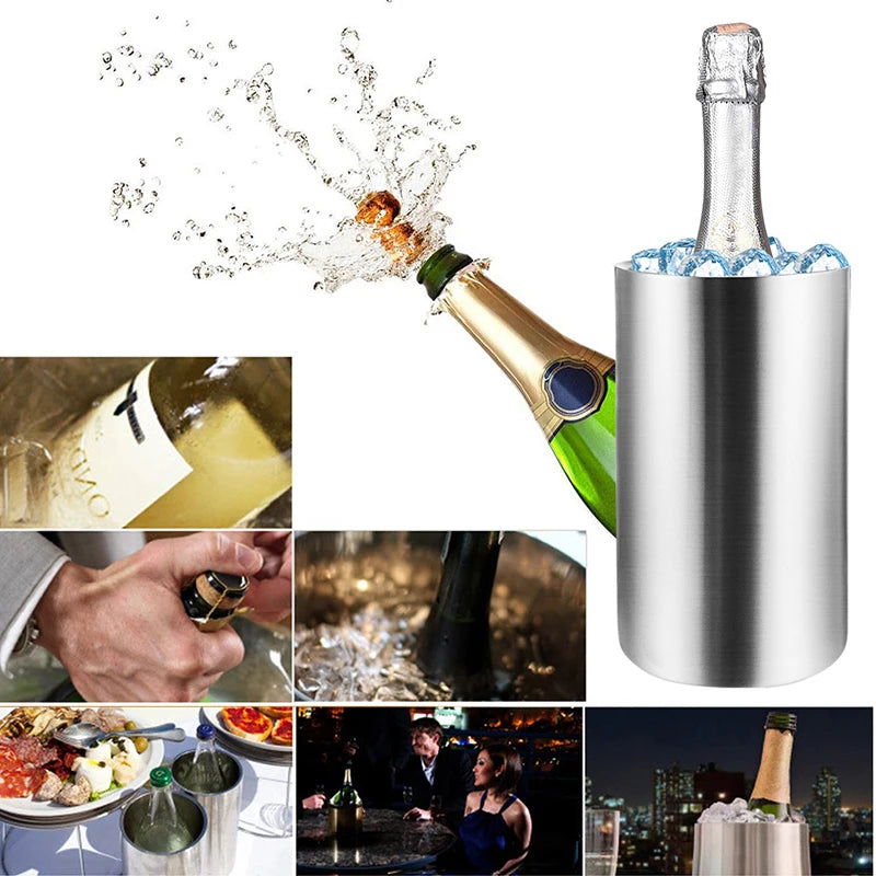 Enfriador de Vino de Acero Inoxidable – Doble Pared para Botellas de 750ml