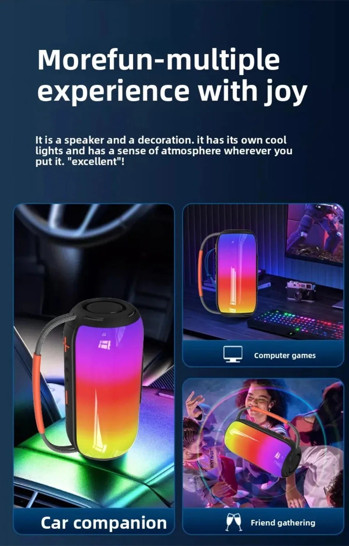 Altavoz Bluetooth Portátil 30W LED y Subwoofer Inalámbrico – IPX7 Impermeable