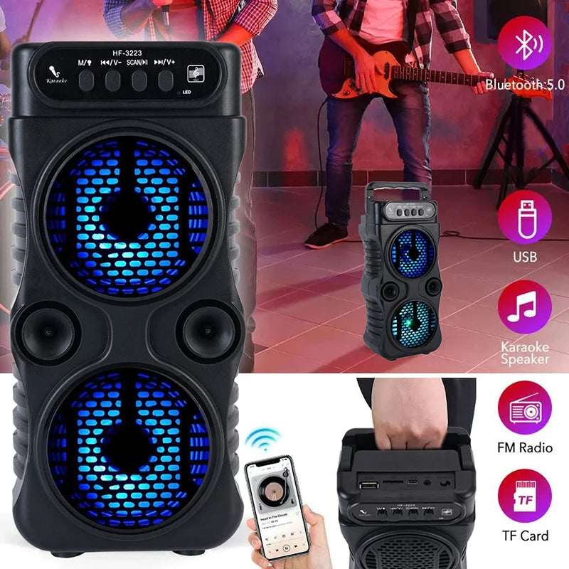 Altavoz Bluetooth Portátil KOQZM – Doble Subwoofer Estéreo para Exteriores
