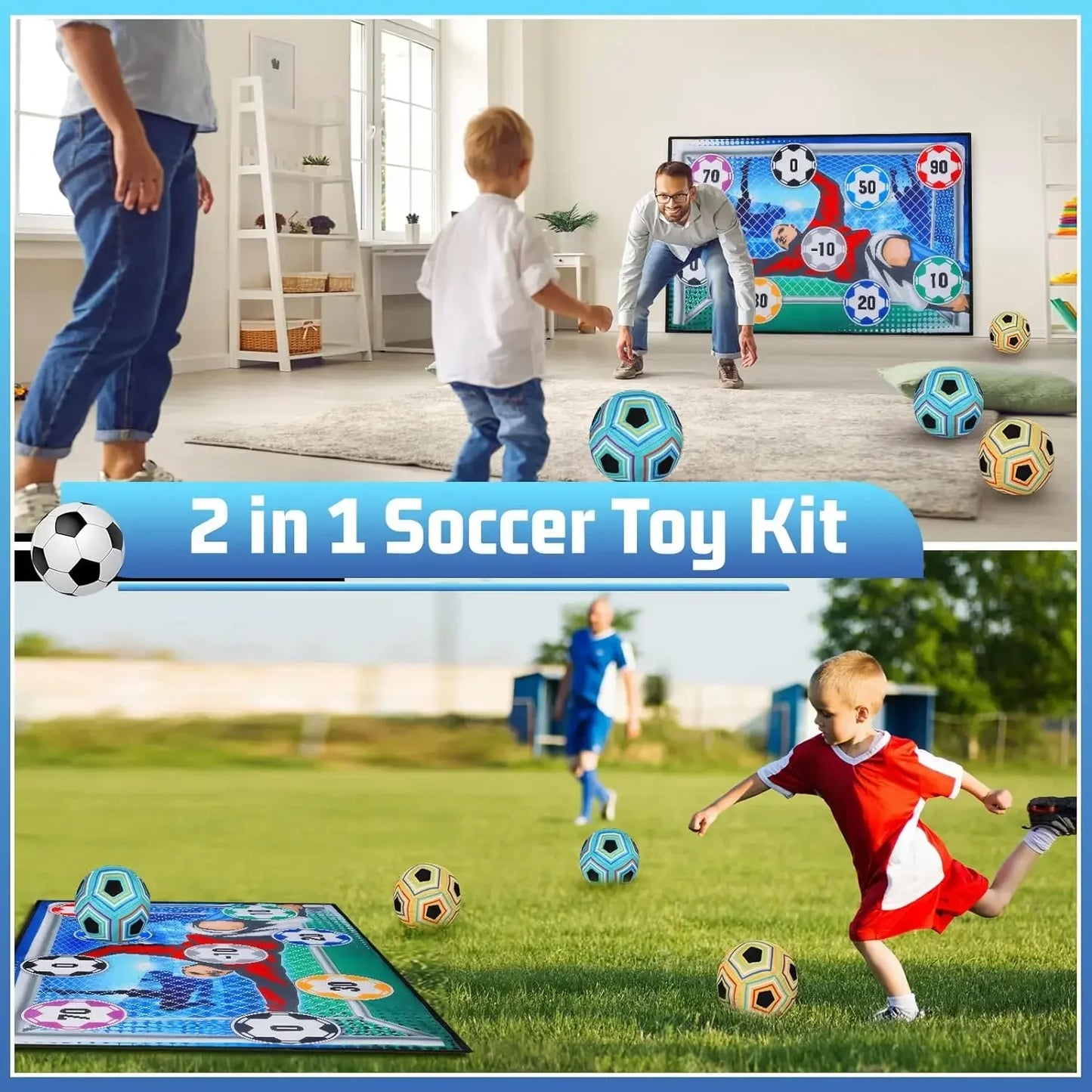 Tapete de Juego de Fútbol para Niños – Set Deportivo con Pelotas de Velcro
