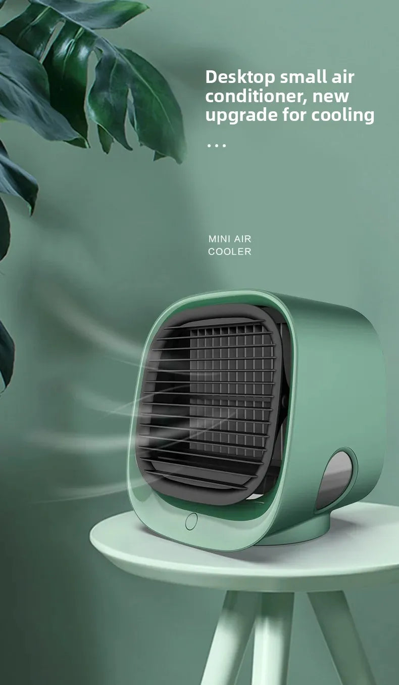 Mini Enfriador de Aire Portátil USB – Ventilador Evaporativo de 3 Velocidades