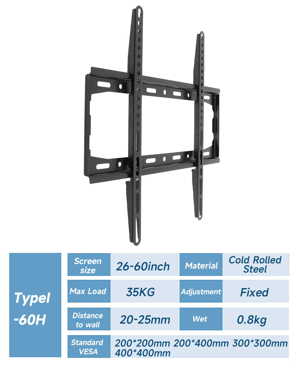 Soporte de Pared Universal para TV – Fijo, Compatible 14” a 65”