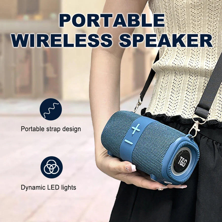 Altavoz Bluetooth Portátil T&G 5W con Subwoofer, Radio FM y Luces LED Multicolor