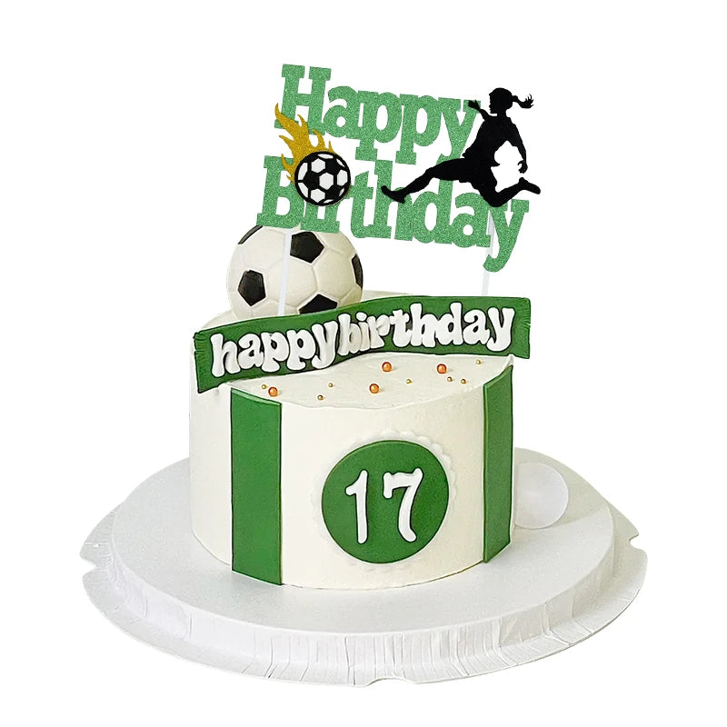 Adorno para torta "Feliz Cumpleaños" – Tema Fútbol para Fiestas Infantiles