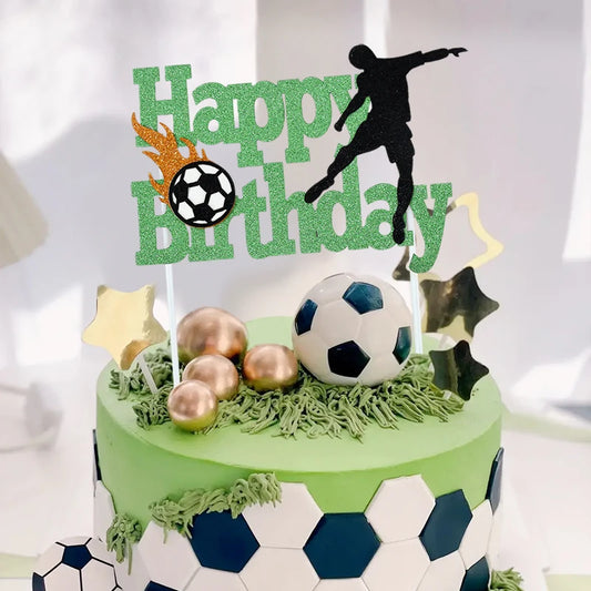 Adorno para torta "Feliz Cumpleaños" – Tema Fútbol para Fiestas Infantiles