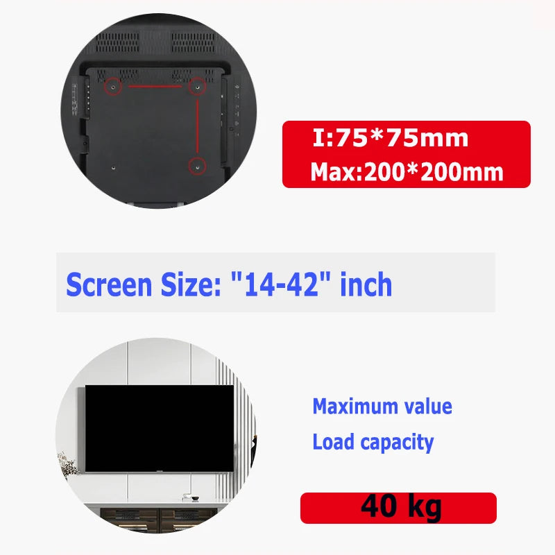 Soporte Fijo de Pared para TV 14”–42”