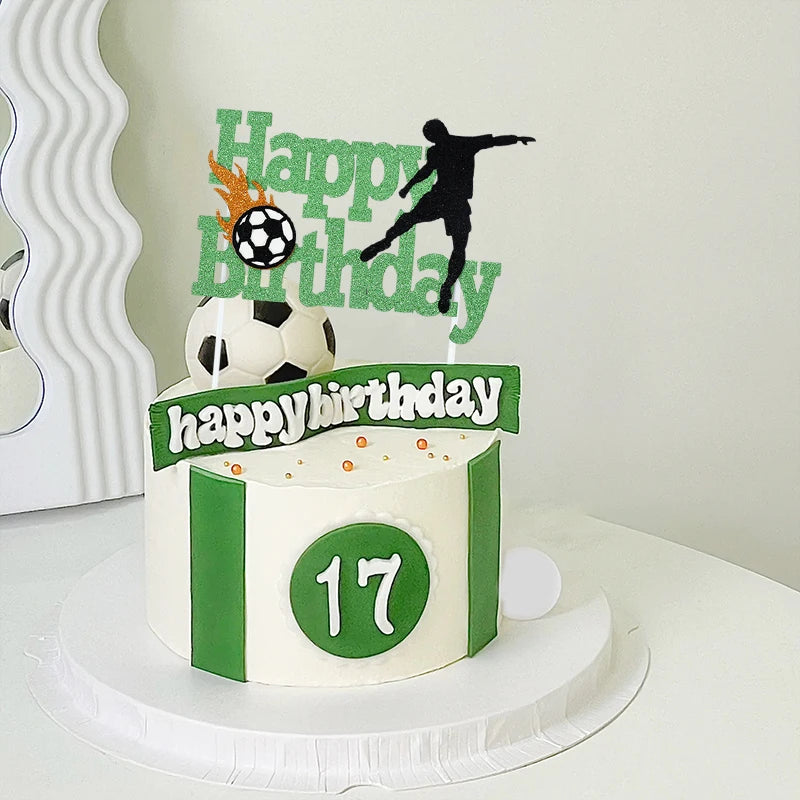 Adorno para torta "Feliz Cumpleaños" – Tema Fútbol para Fiestas Infantiles