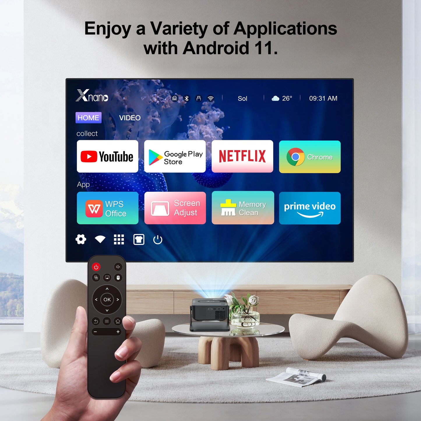 Mini Proyector HD 720P Xnano – Android 11, WiFi6 y Bluetooth 5.2